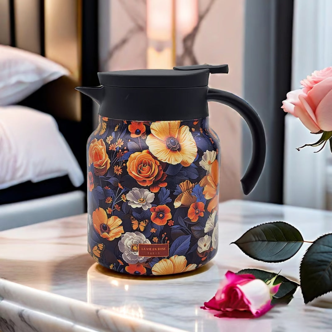 Jardin – Thermos floral avec poignée à double texture