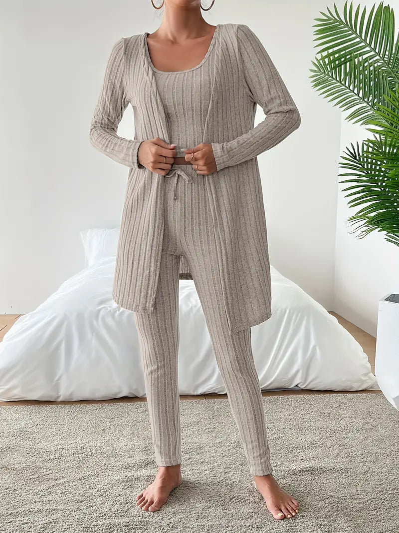 Starowita - Ensemble en tricot côtelé avec cardigan et haut