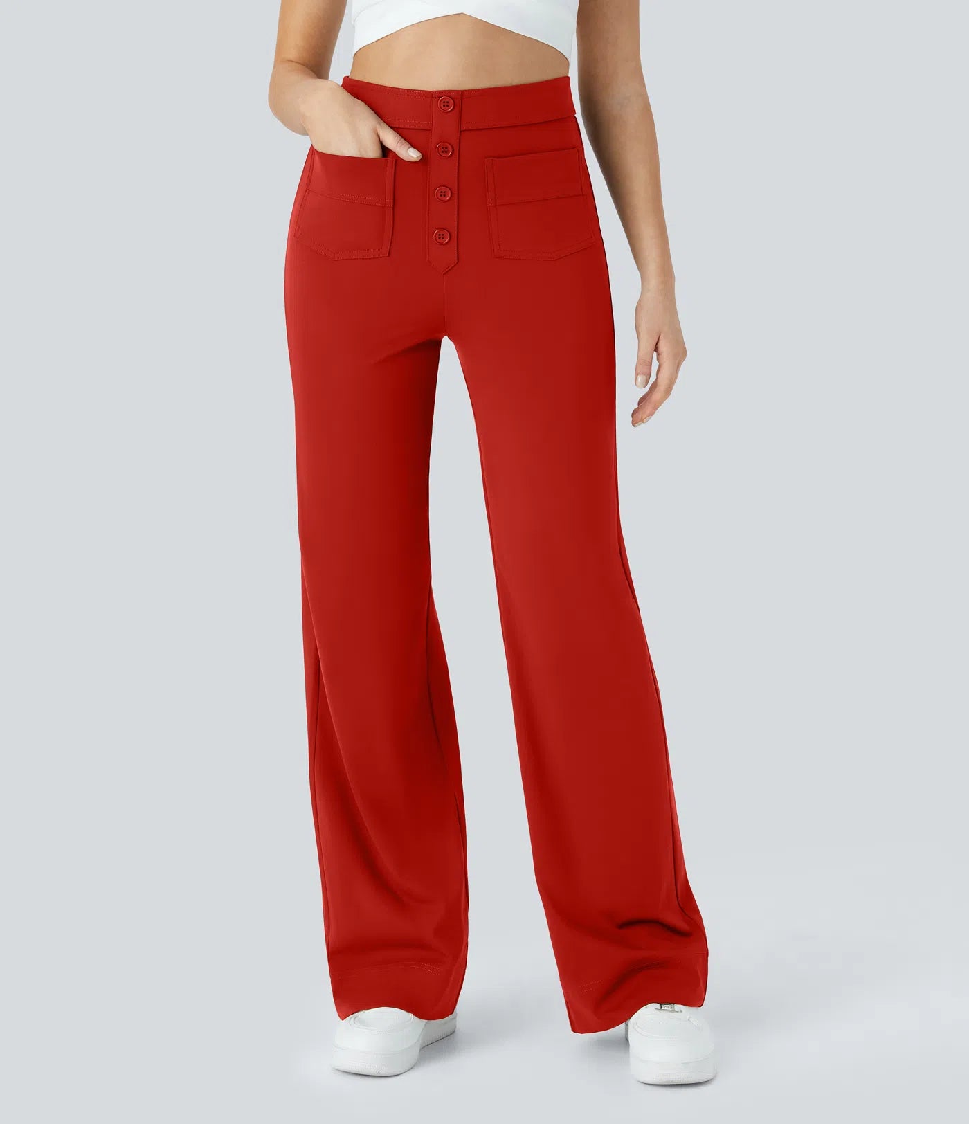 Noé – Pantalon large taille haute à boutons