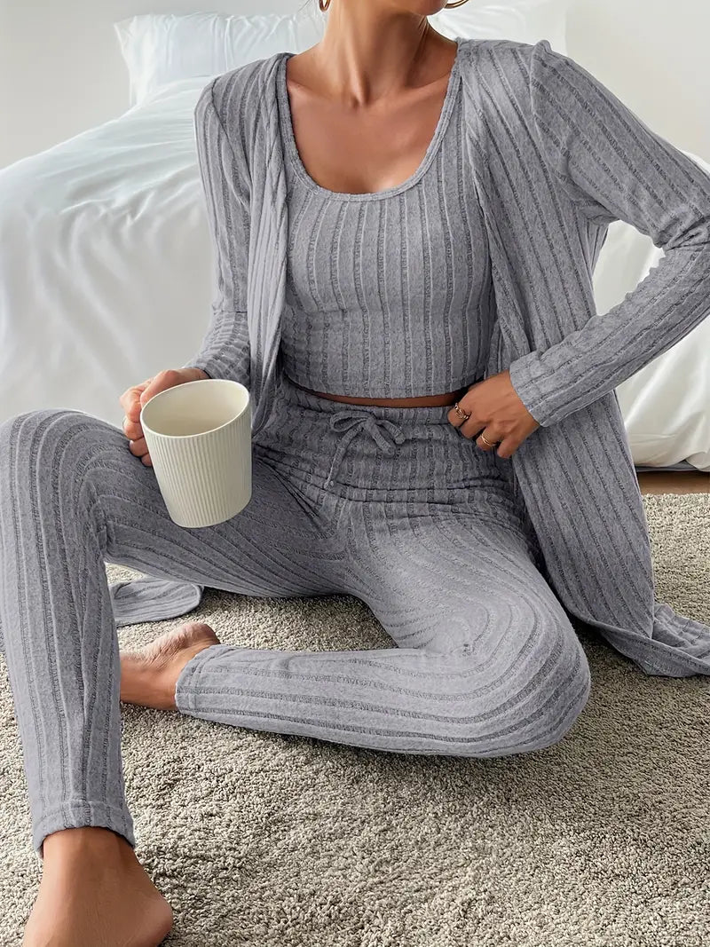 Starowita - Ensemble en tricot côtelé avec cardigan et haut