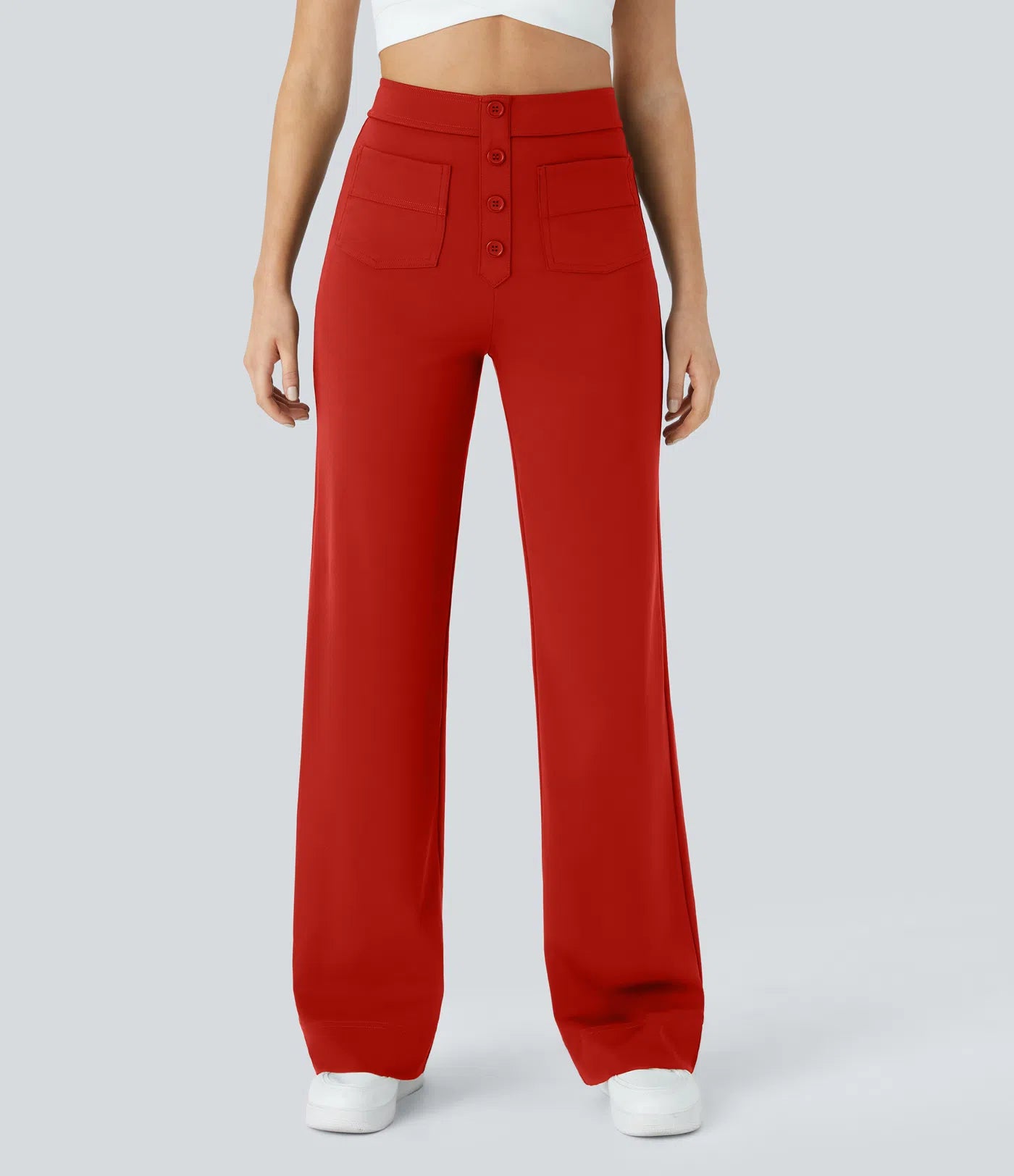 Noé – Pantalon large taille haute à boutons