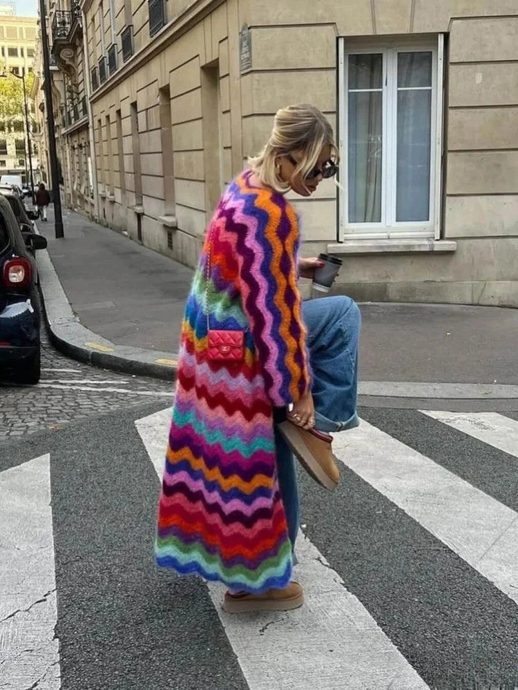 Maelle – Maxi Cardigan Multicolore (Édition Limitée)