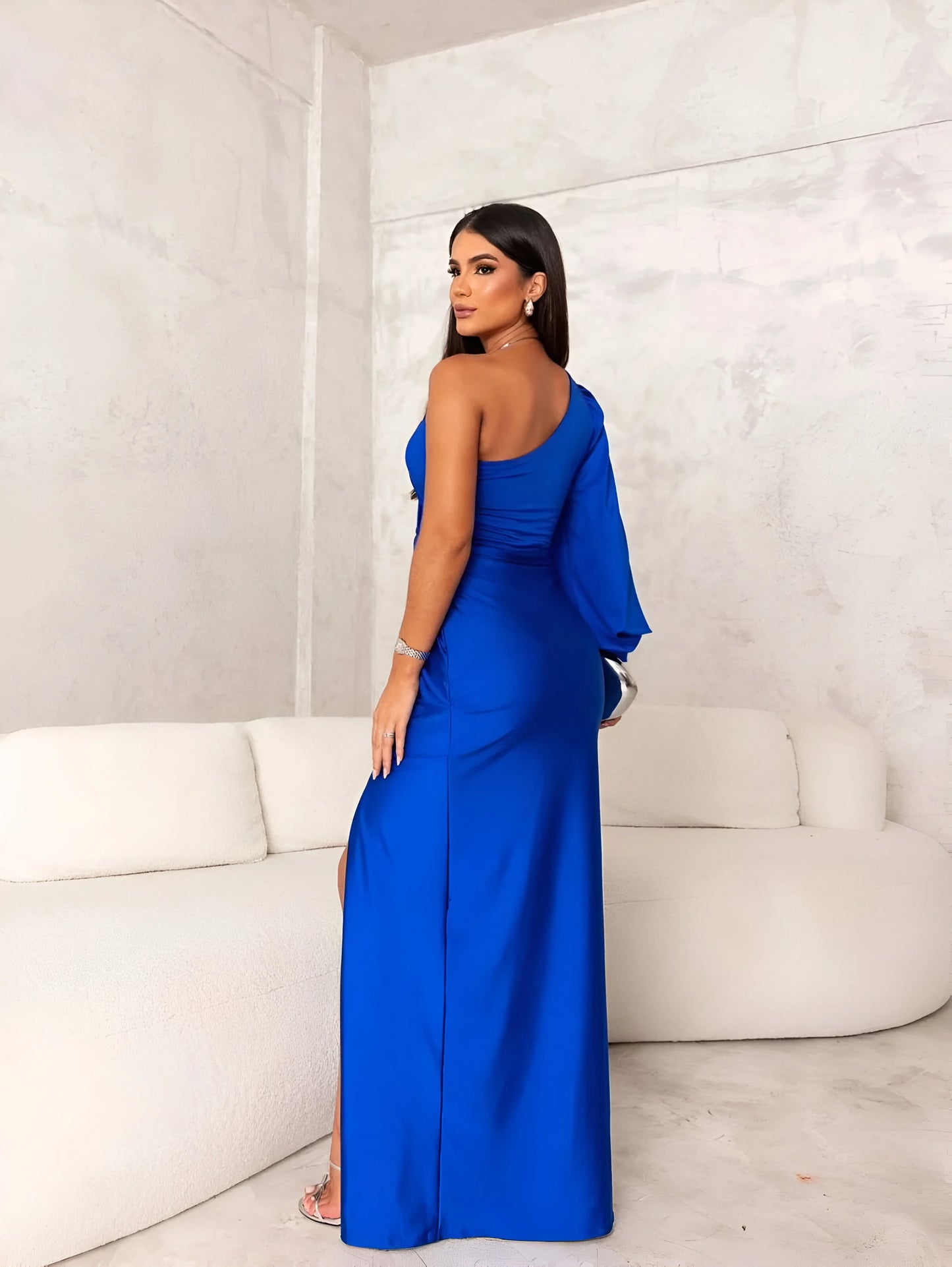 Mireille - Robe de soirée asymétrique fendue sur le côté
