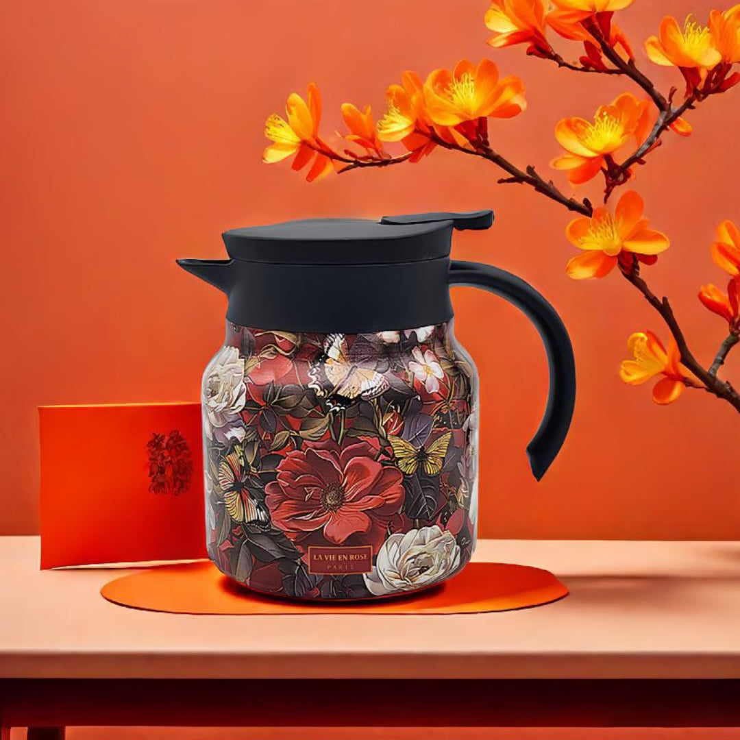 Jardin – Thermos floral avec poignée à double texture