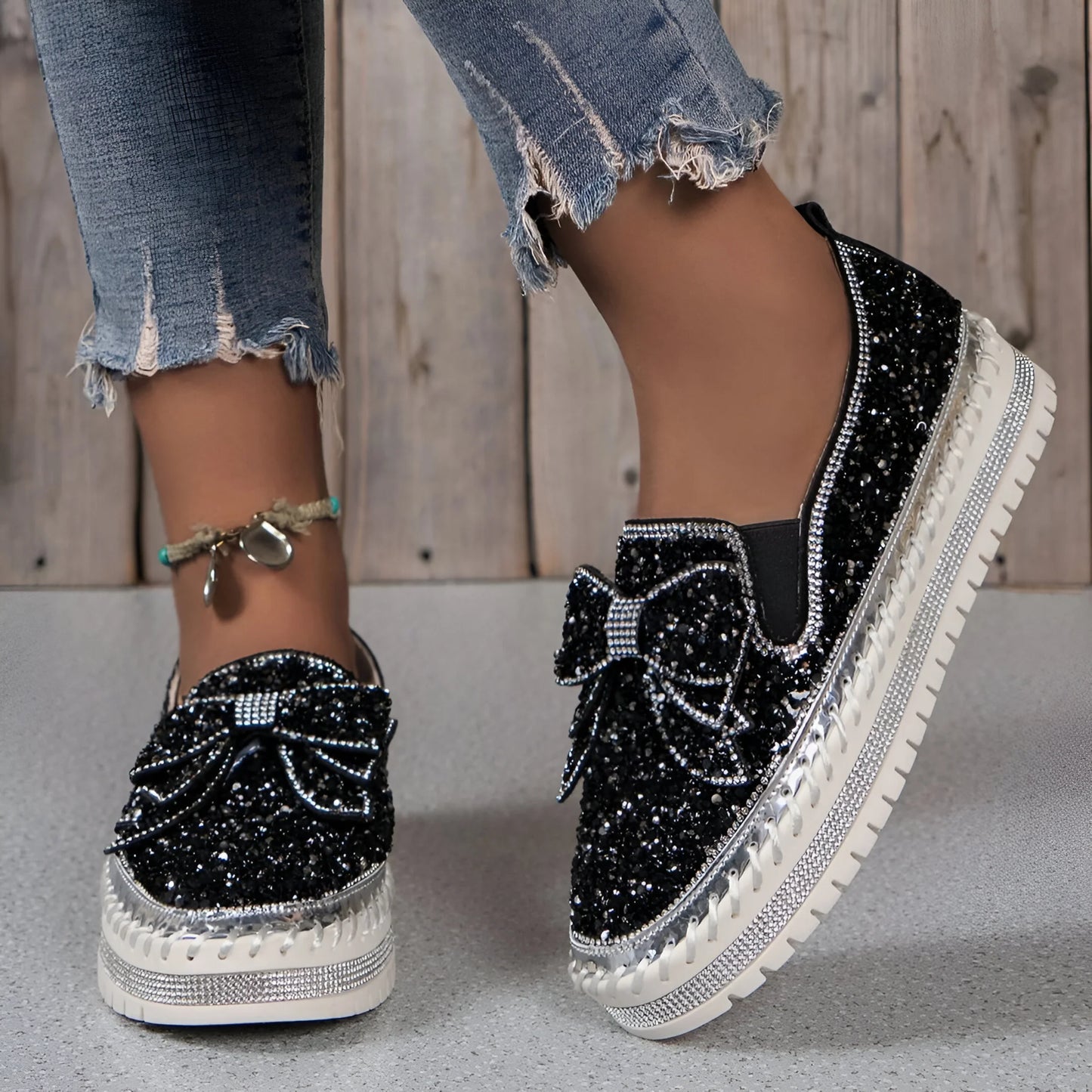 Isabeau – Mocassins décontractés ornés d'un nœud en strass