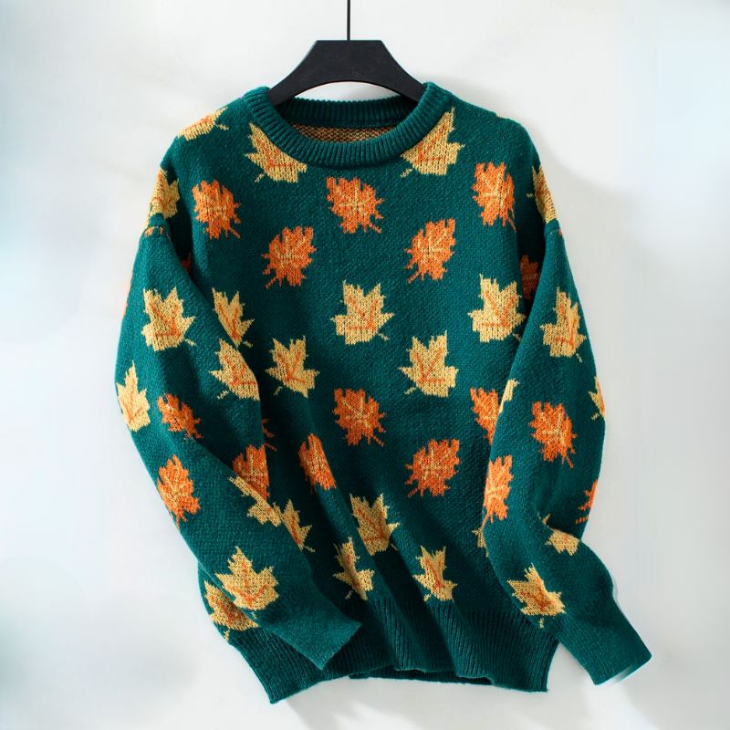 Ylva – Pull à motif feuille d'érable