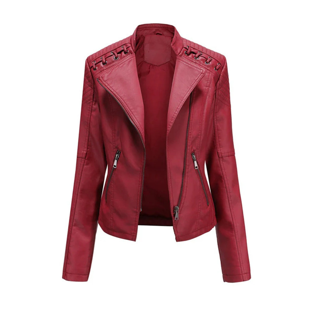 Camille – Veste classique en cuir d'agneau