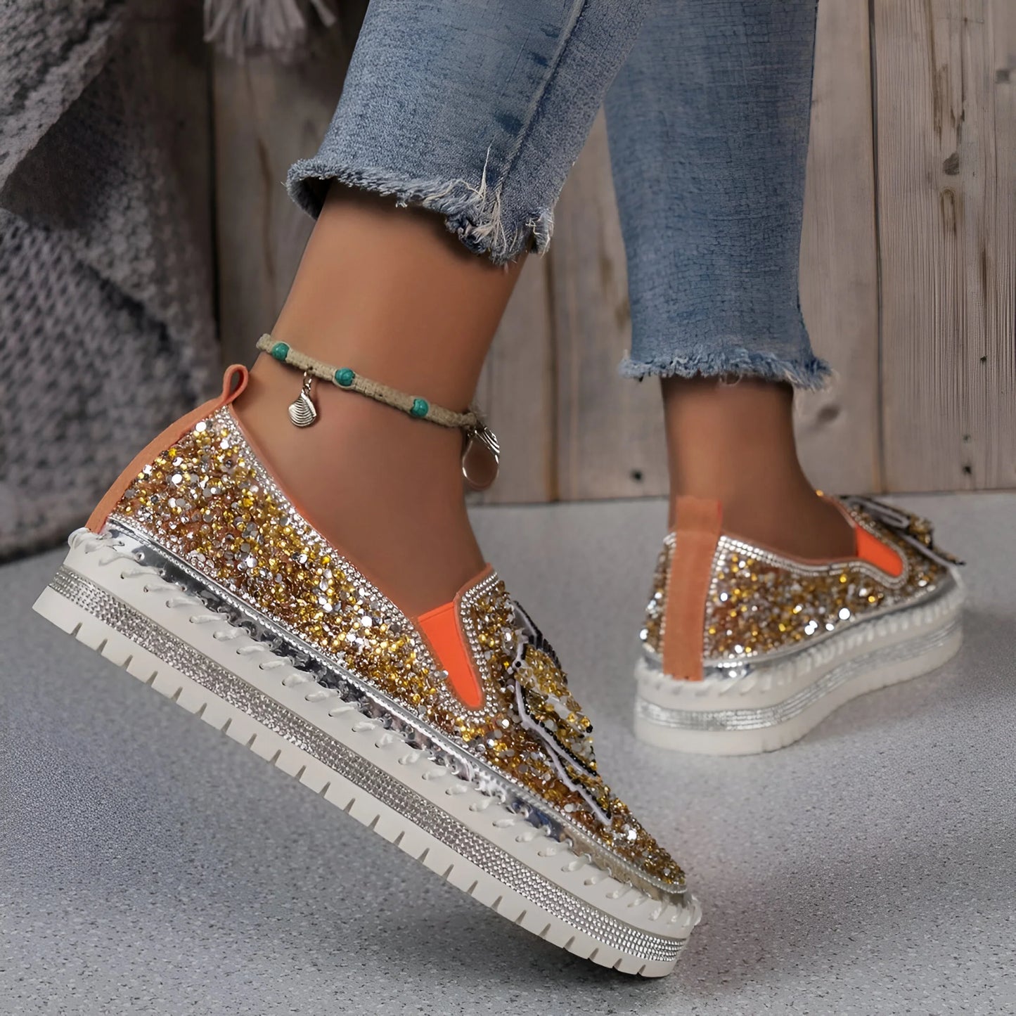 Isabeau – Mocassins décontractés ornés d'un nœud en strass