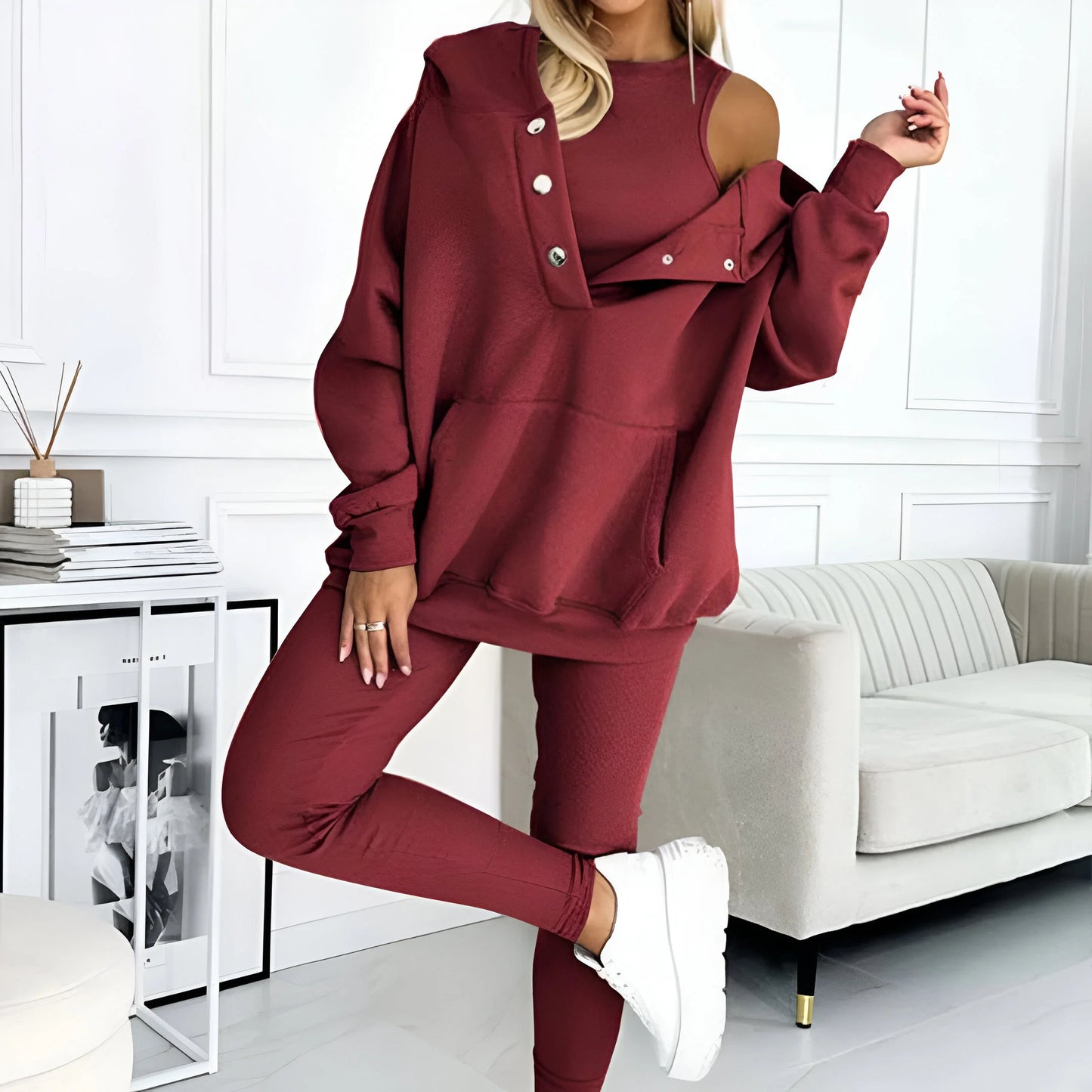 Elara – Ensemble sweat-shirt trois pièces décontracté et confortable