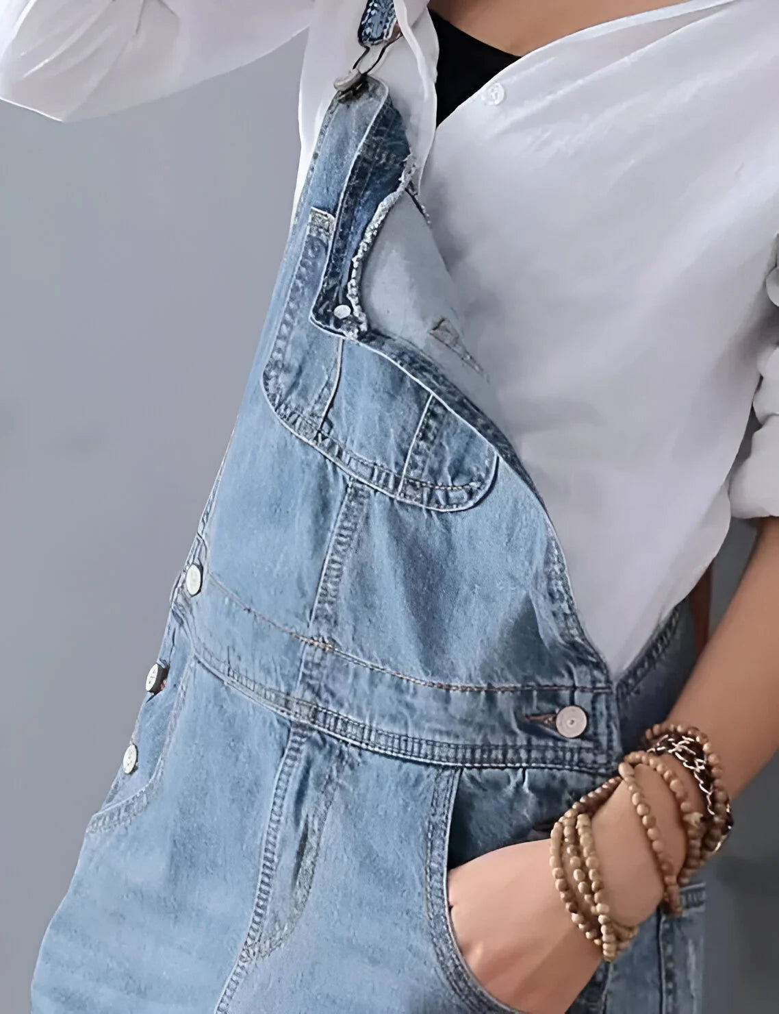 Aurélie - Robe salopette en jean effet vieilli pour femme