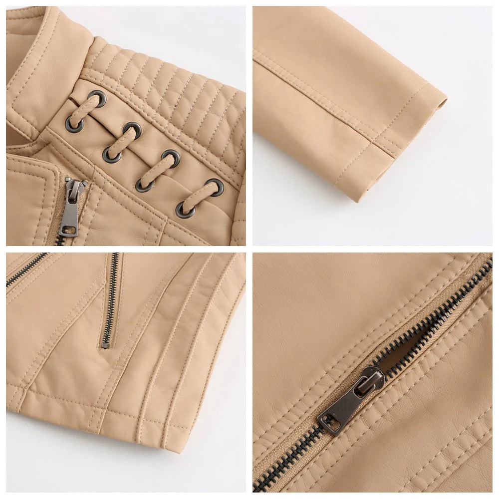 Camille – Veste classique en cuir d'agneau
