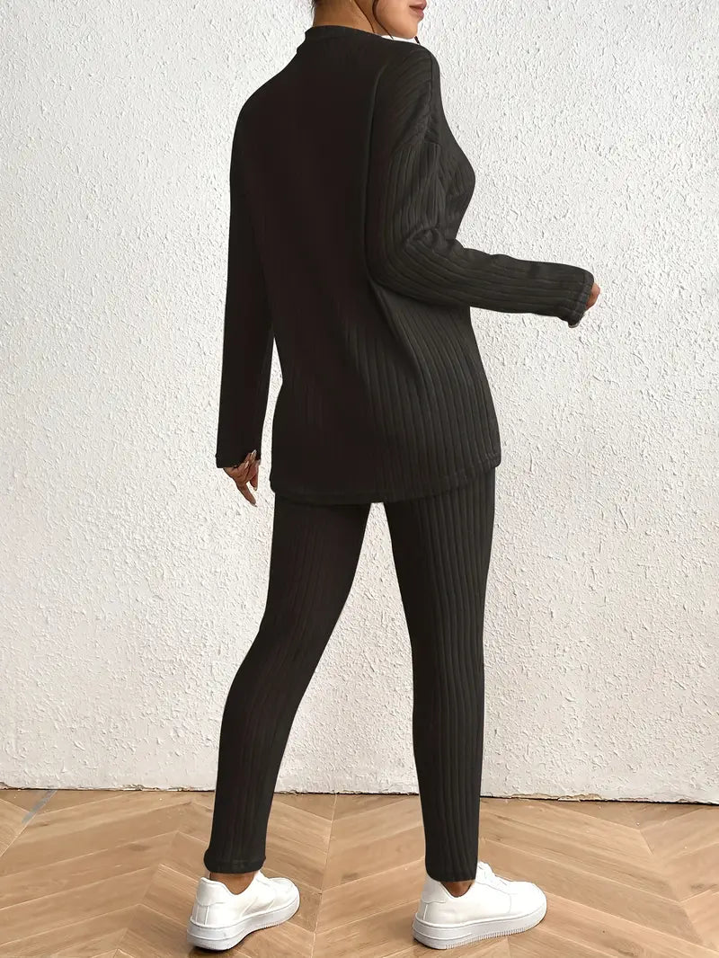 Witołuba - Ensemble pantalon côtelé avec col montant et pantalon ajusté