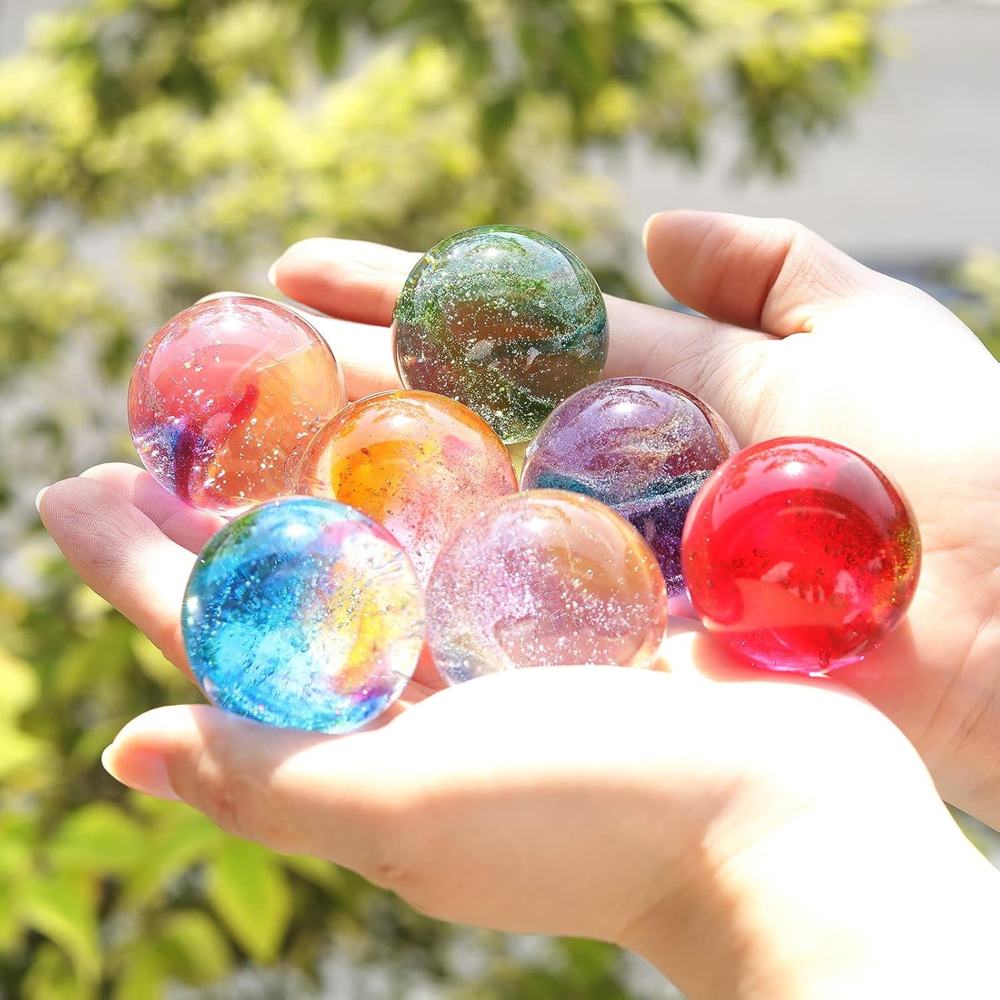 Crystal Glass Luminary Sphere Set with Wooden Base