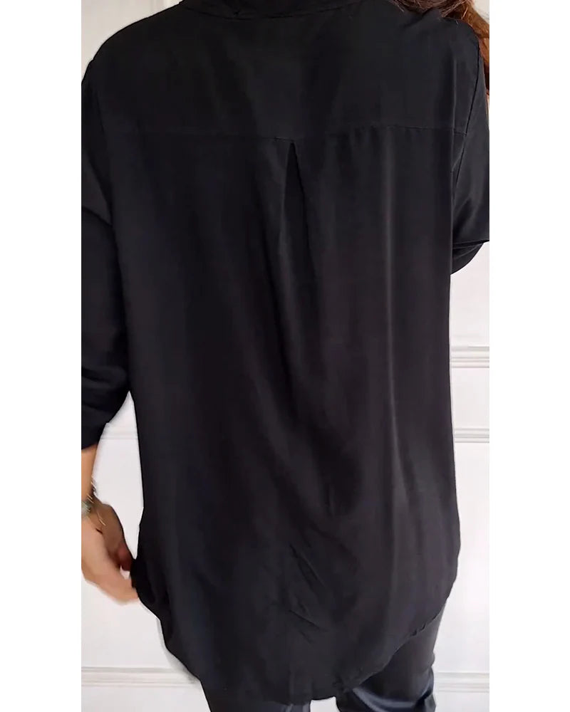 Isabelle – Chemise décontractée à imprimé brique et paillettes