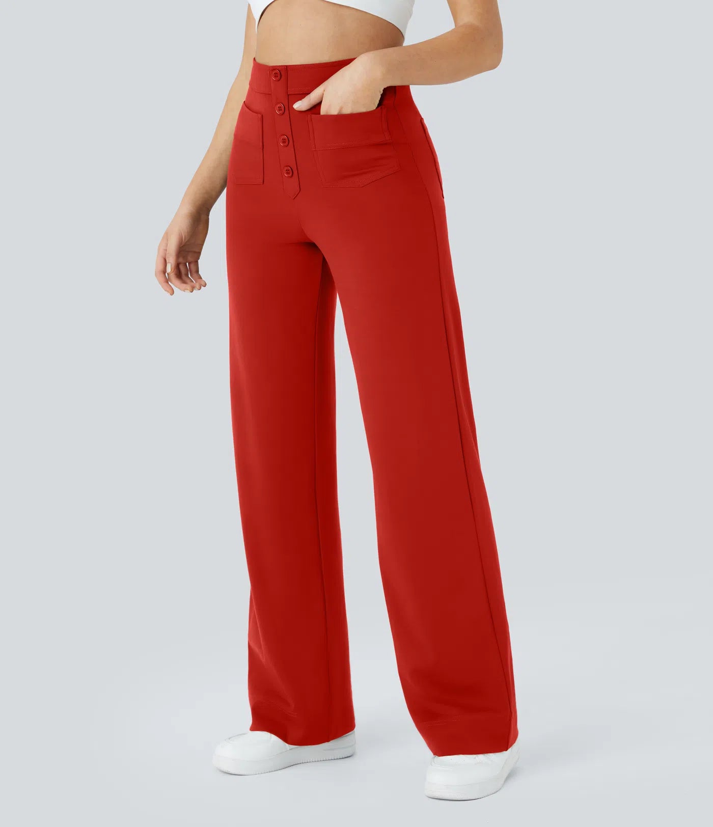 Noé – Pantalon large taille haute à boutons