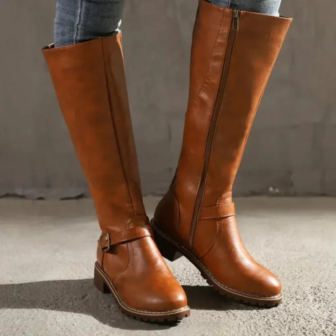 Mette – Bottes hautes en cuir résistantes aux intempéries
