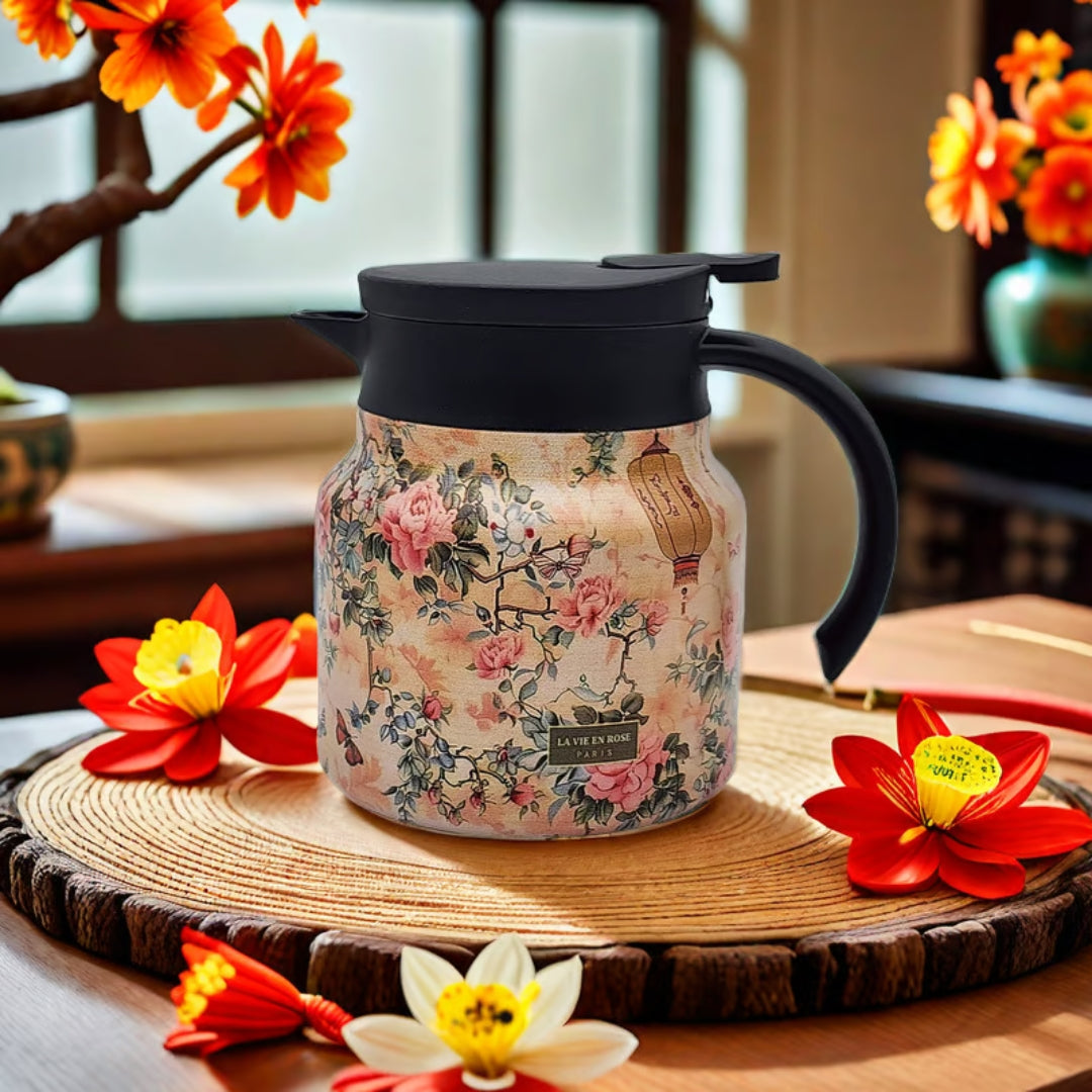 Jardin – Thermos floral avec poignée à double texture
