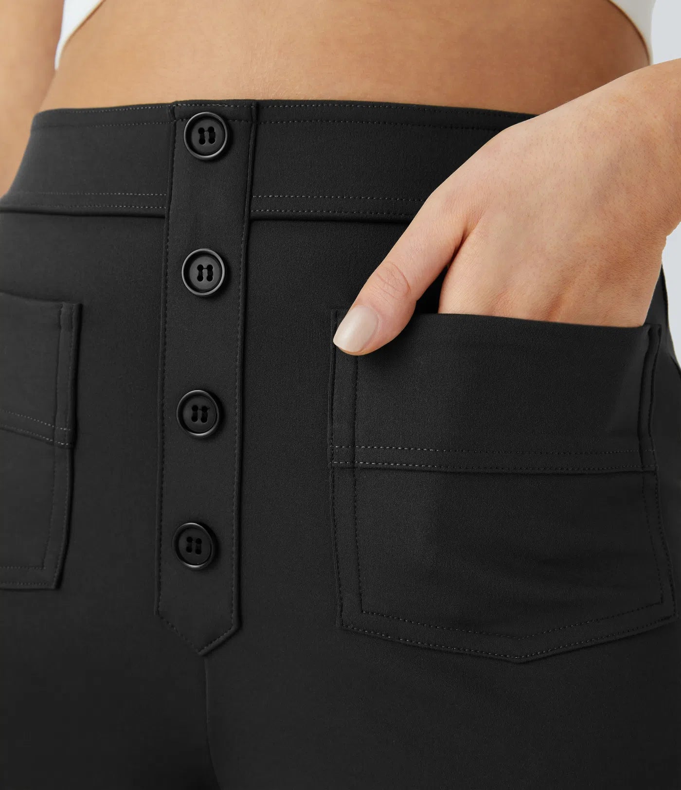 Noé – Pantalon large taille haute à boutons