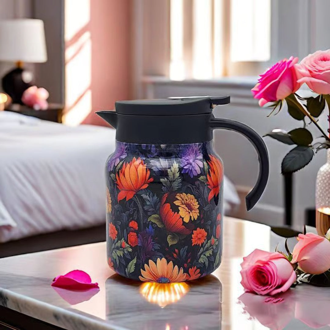 Jardin – Thermos floral avec poignée à double texture
