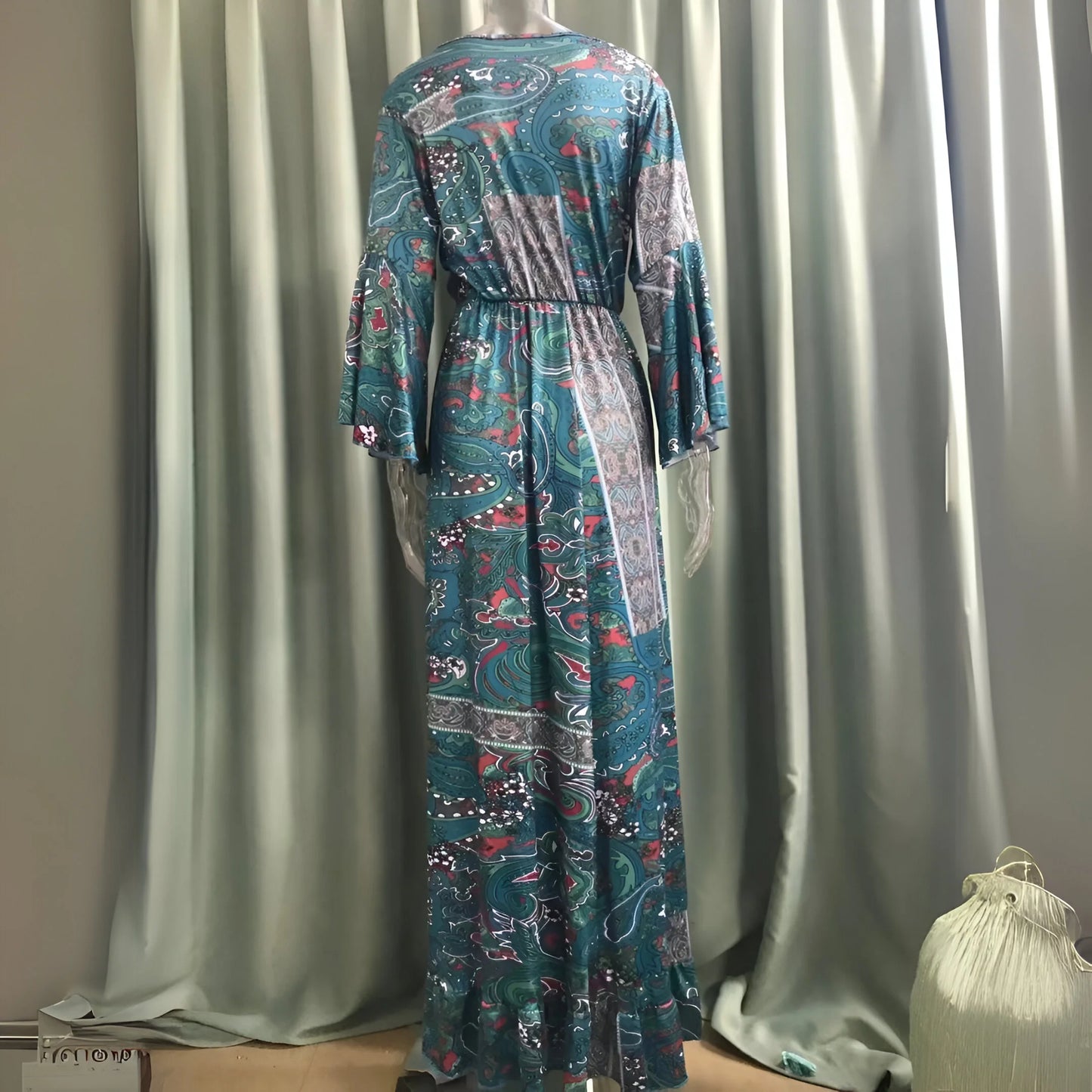Léontine - Robe fleurie bohème à manches évasées