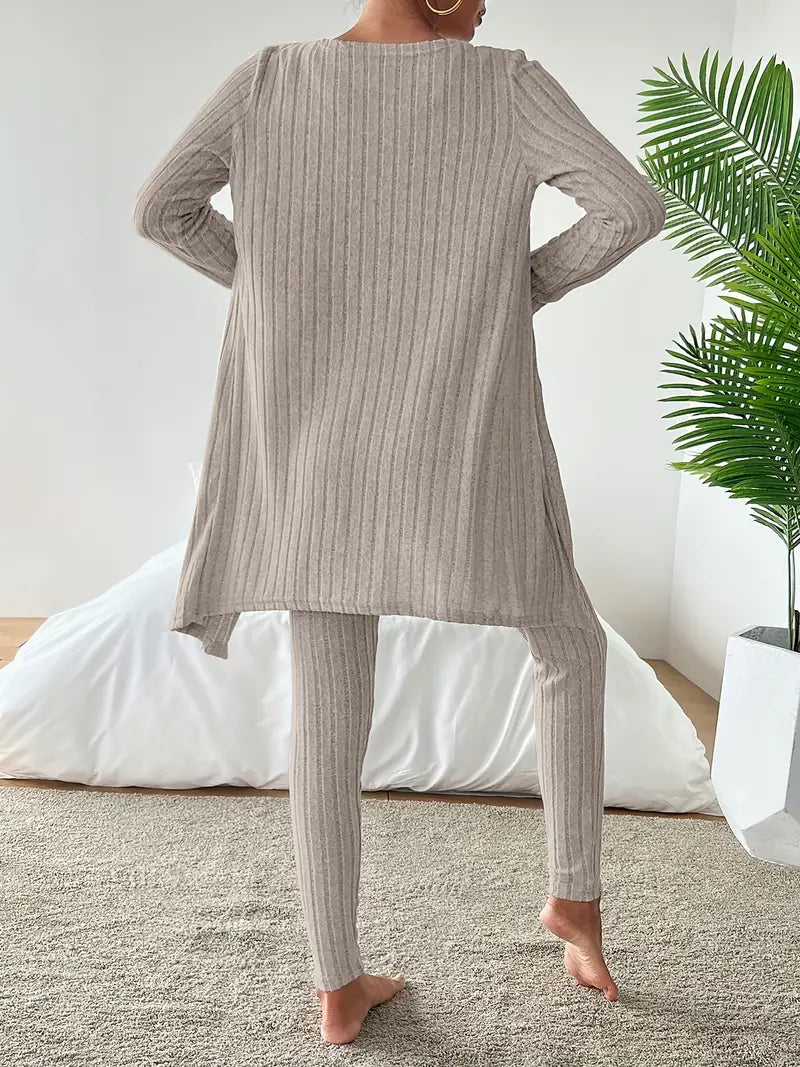Starowita - Ensemble en tricot côtelé avec cardigan et haut