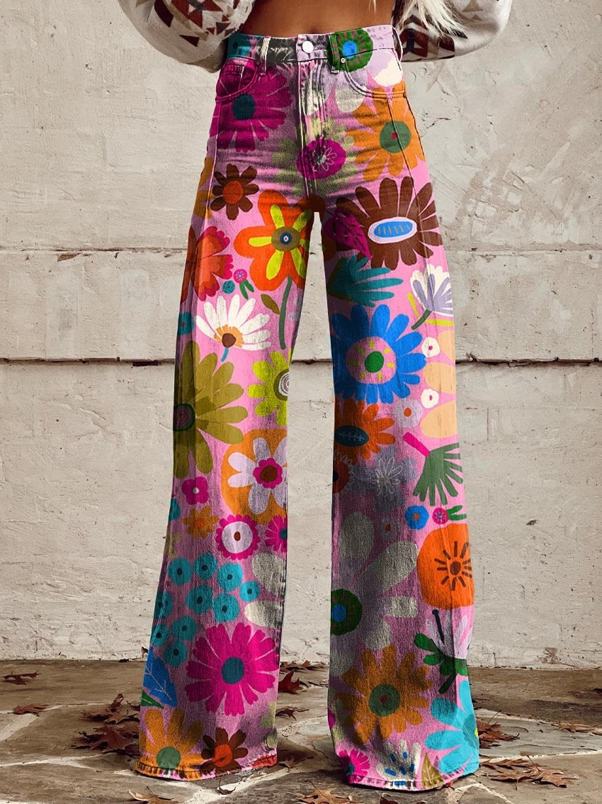 Flora - Pantalon large à imprimé floral coloré
