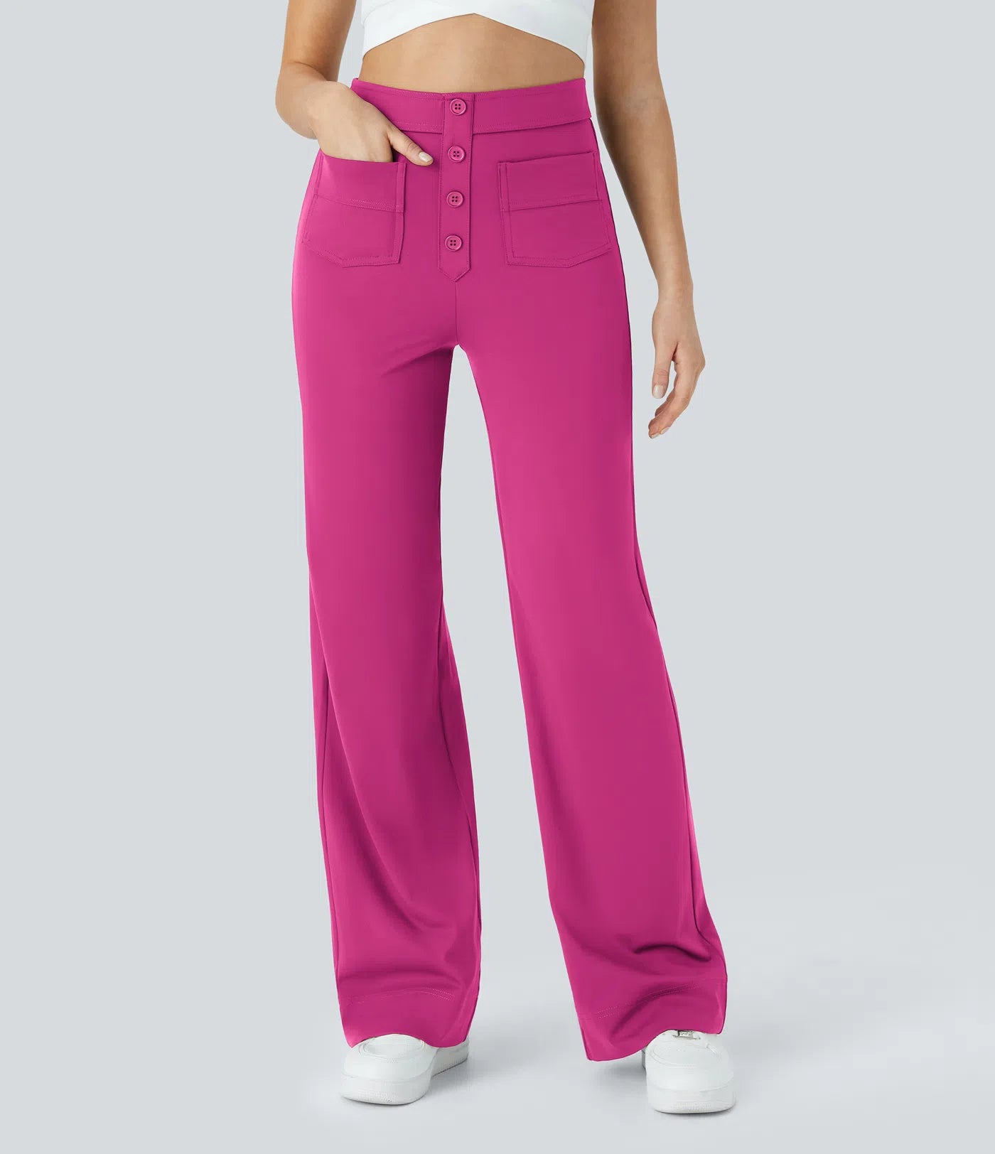 Noé – Pantalon large taille haute à boutons