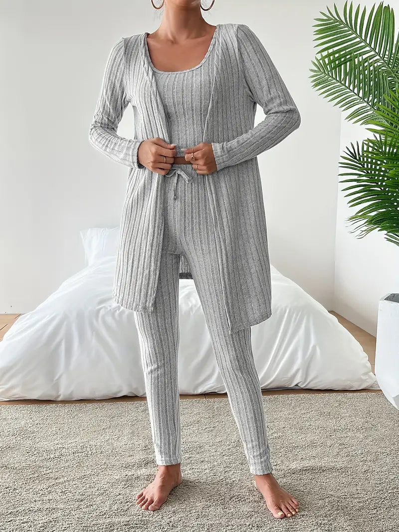 Starowita - Ensemble en tricot côtelé avec cardigan et haut