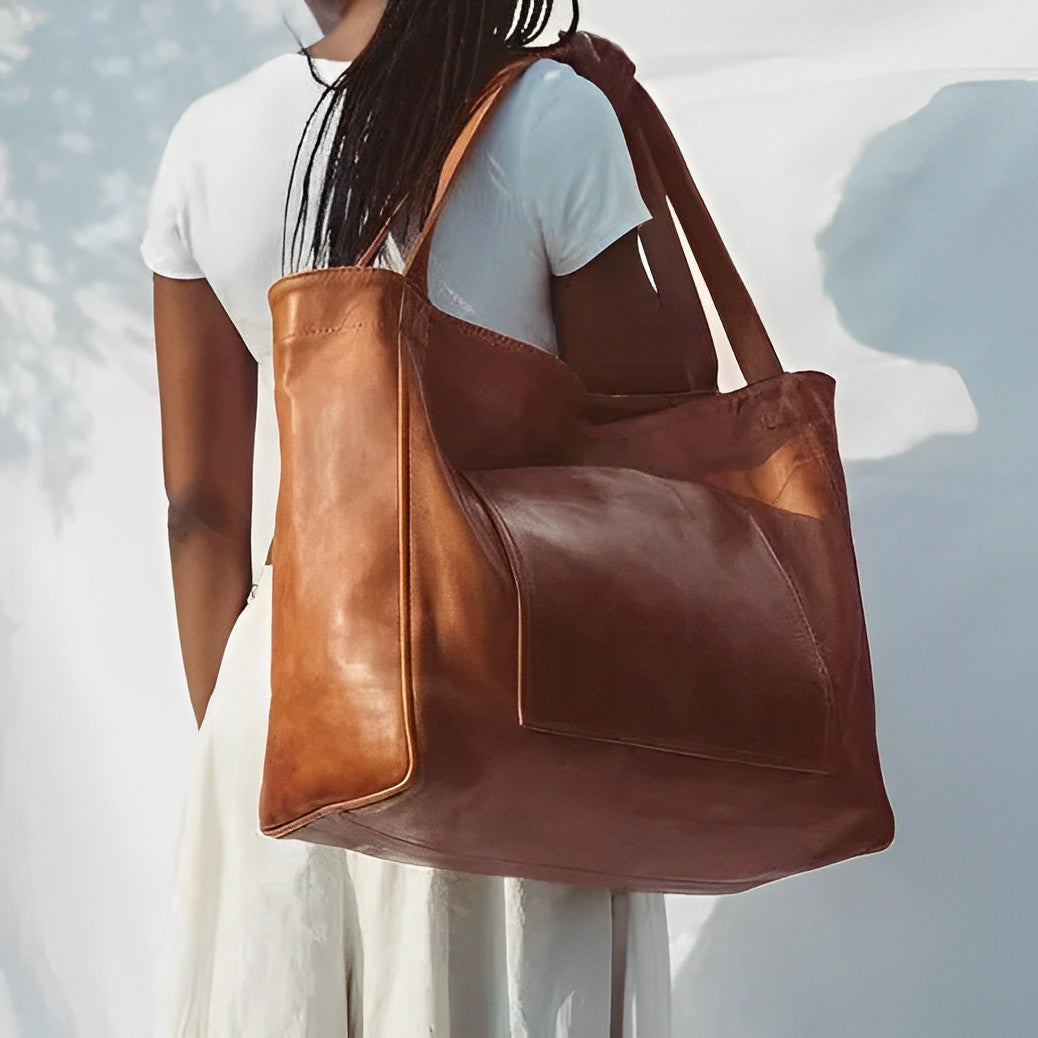 Łucja - Grand sac à main en cuir vintage