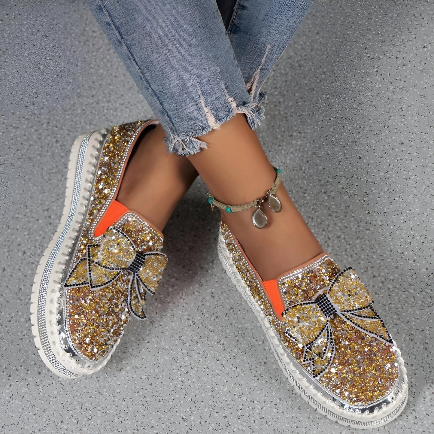 Isabeau – Mocassins décontractés ornés d'un nœud en strass