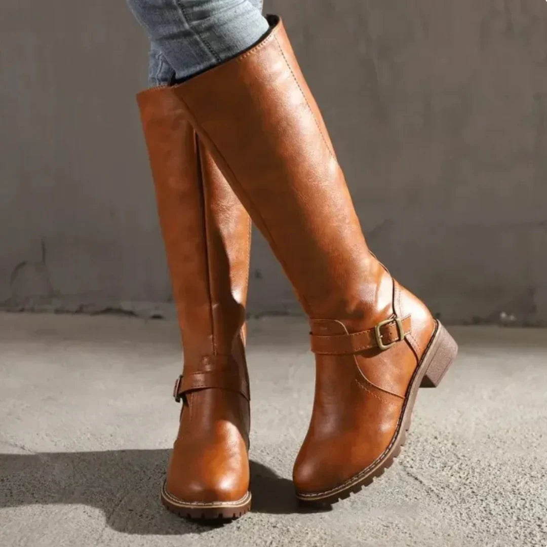 Mette – Bottes hautes en cuir résistantes aux intempéries