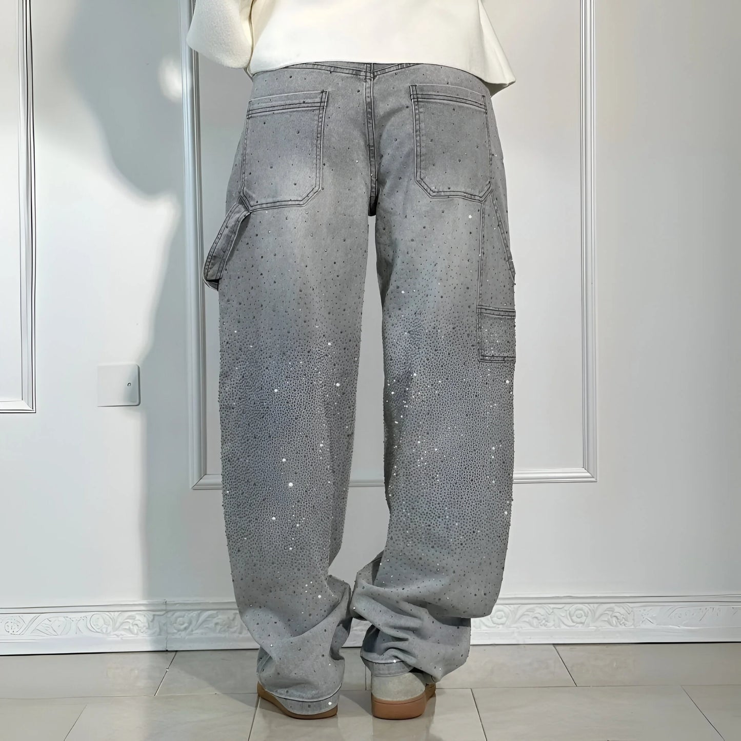 Stella – Jean large délavé pailleté