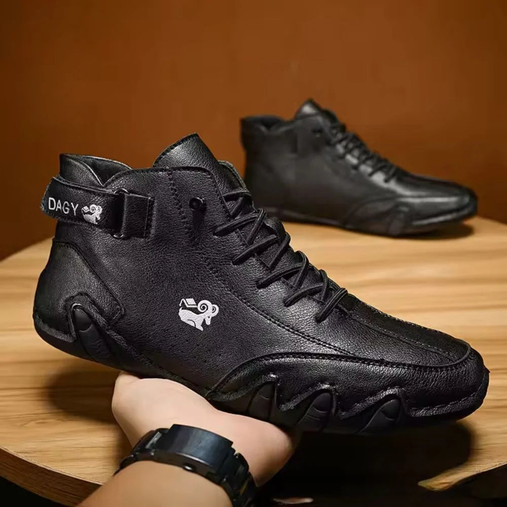 Nicolas - Mocassins en cuir à scratch pour homme