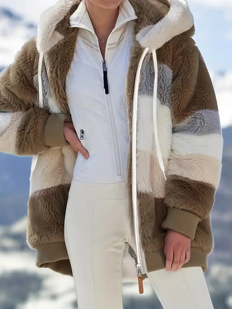 Elina - Veste Teddy à blocs de couleurs