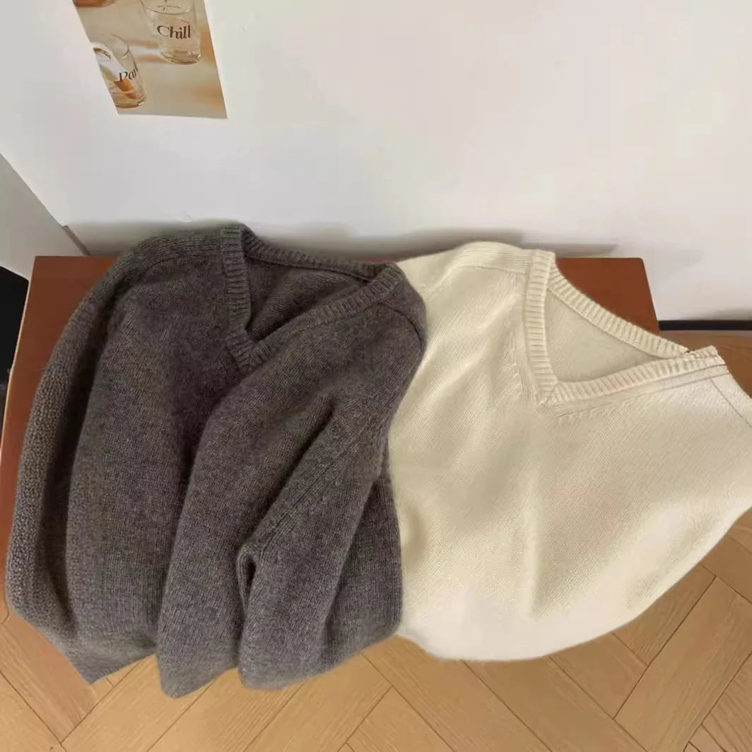 Céline - Pull col V en pure laine