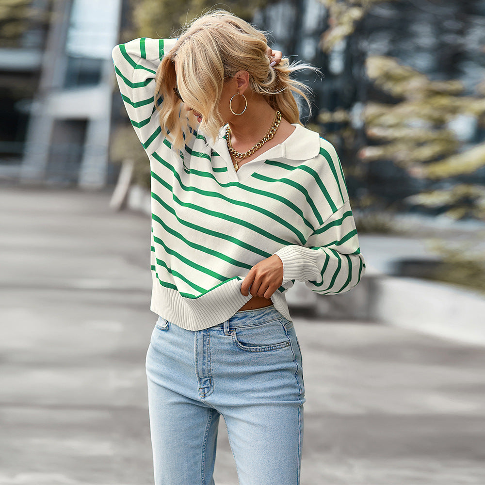 Sofia - Pull rayé pour femme avec col en V