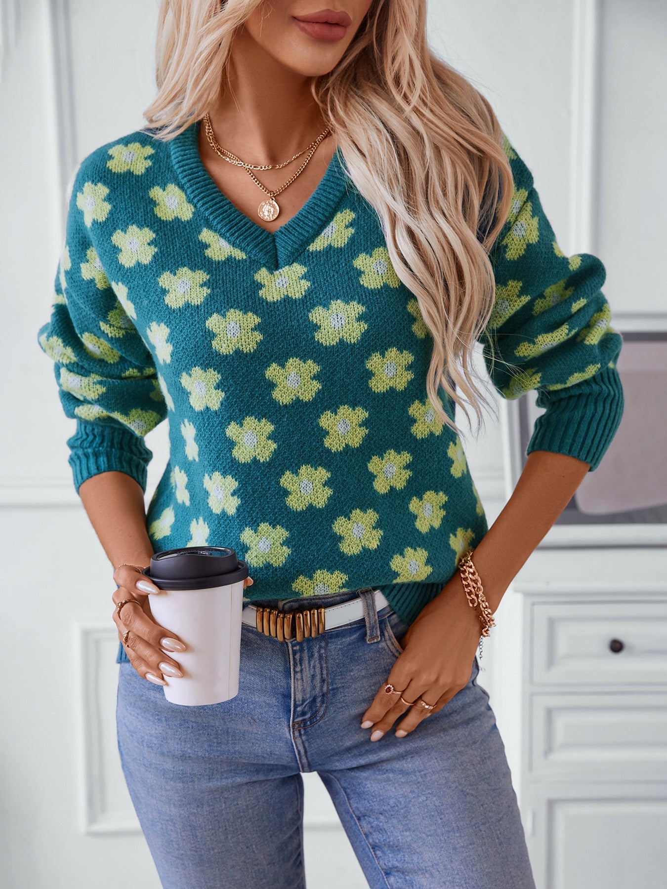 Maronika - Pull en maille à motif floral