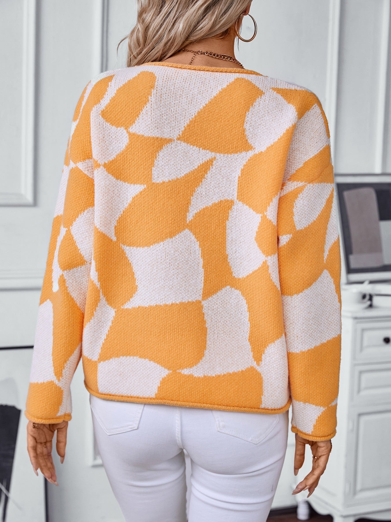 Solveig – Pull à motif géométrique de couleur contrastante