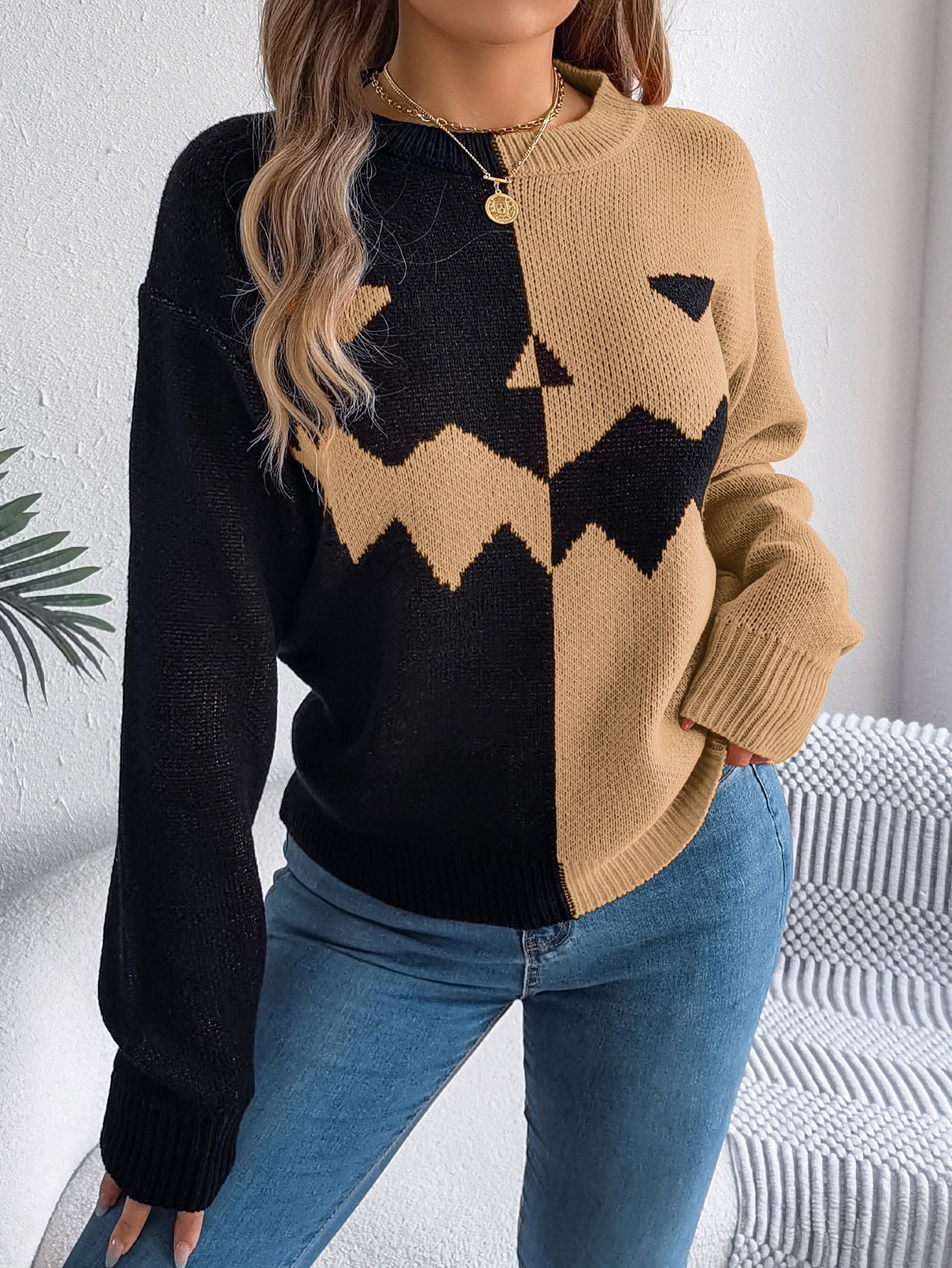 Arvid – Pull contrasté pour femme pour Halloween