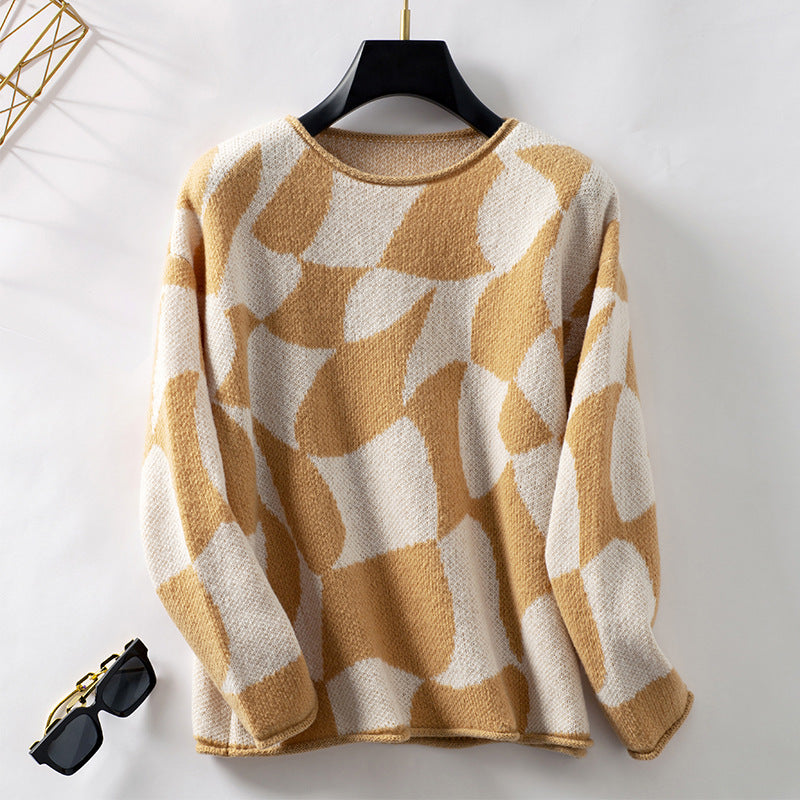 Solveig – Pull à motif géométrique de couleur contrastante