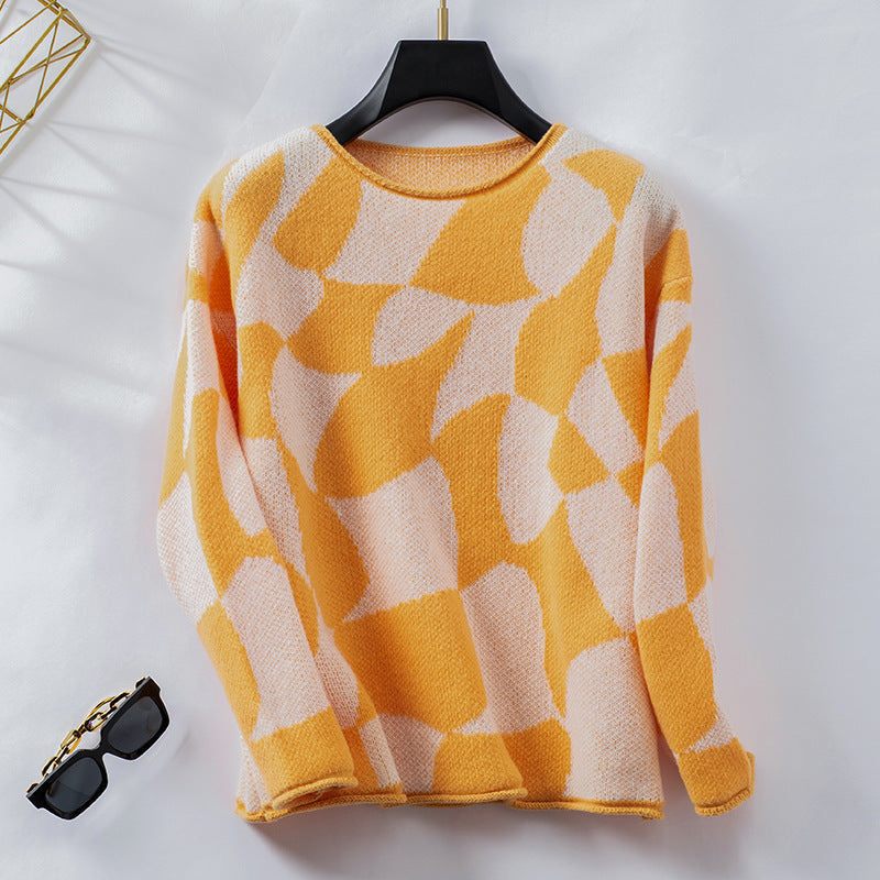 Solveig – Pull à motif géométrique de couleur contrastante