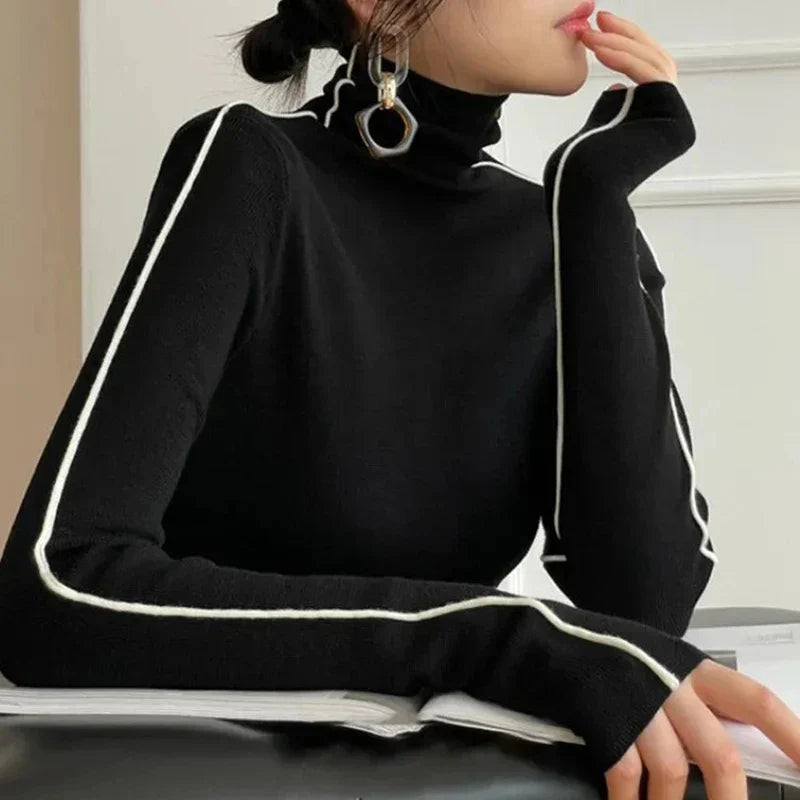 Lune - Pull col roulé rayé