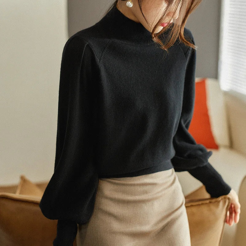 Megara – Pull à manches longues et col roulé pour femme