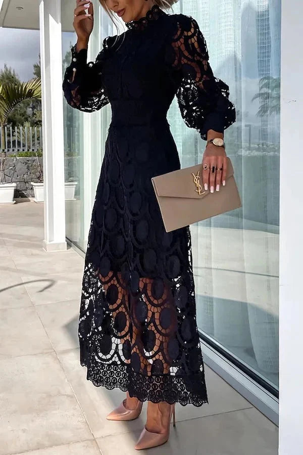 Aria - Robe mi-longue brodée de luxe
