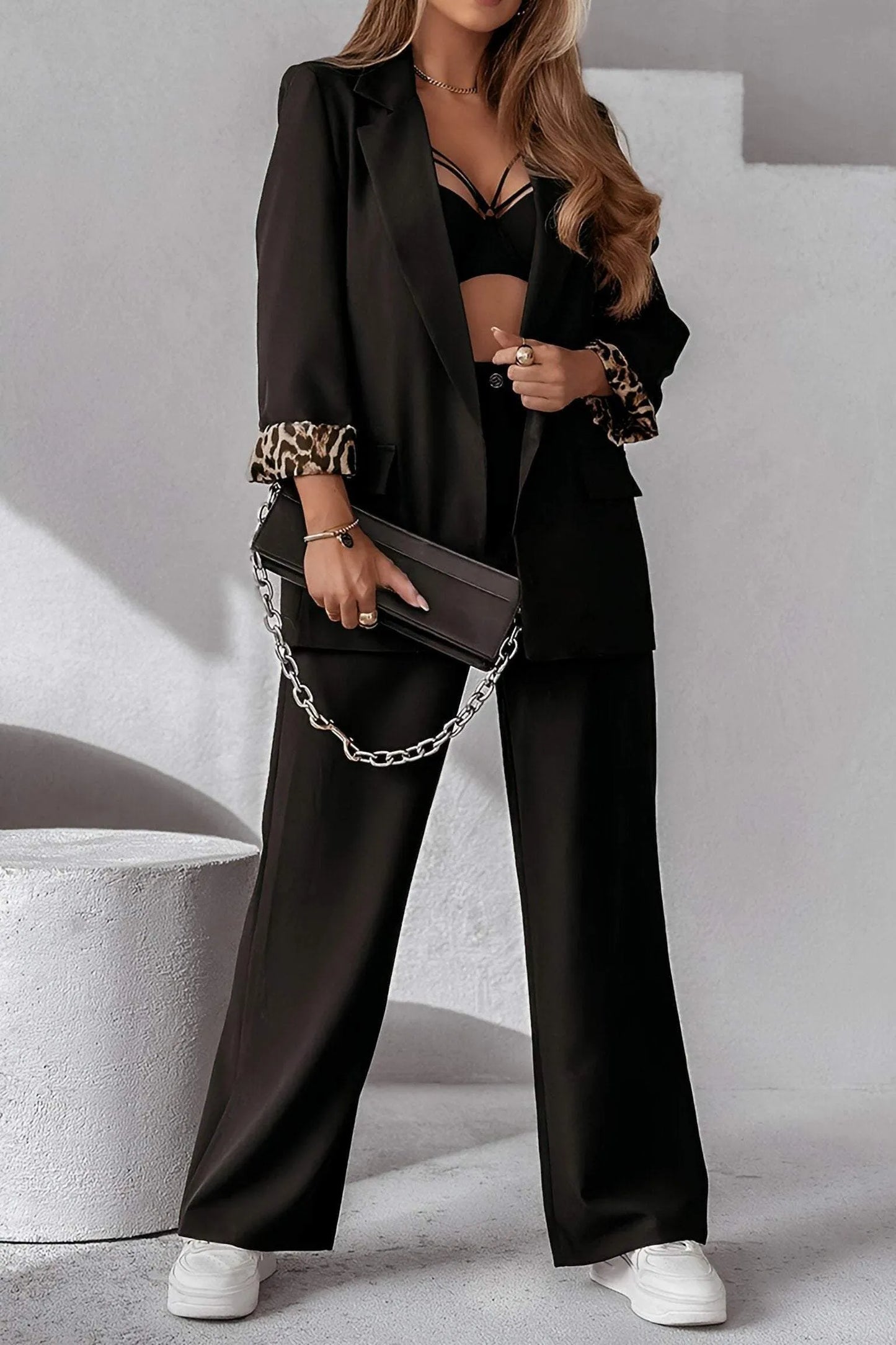 Victoire - Ensemble Blazer et Pantalon Léopard Tendance