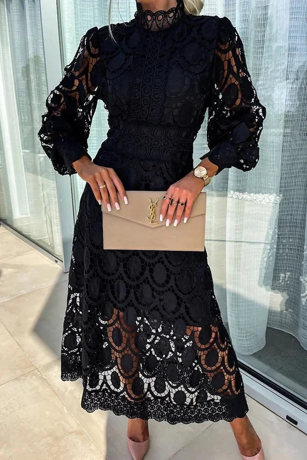 Aria - Robe mi-longue brodée de luxe