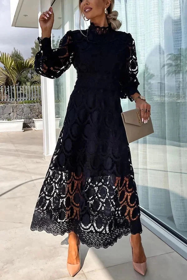 Aria - Robe mi-longue brodée de luxe