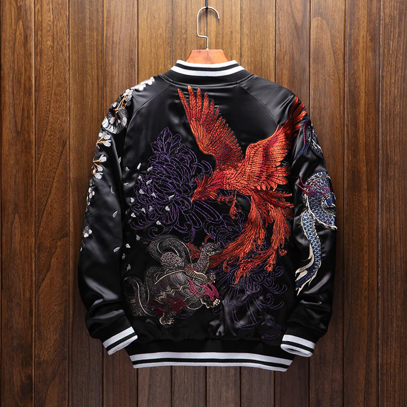 Sukajan - Veste souvenir de quatre créatures légendaires