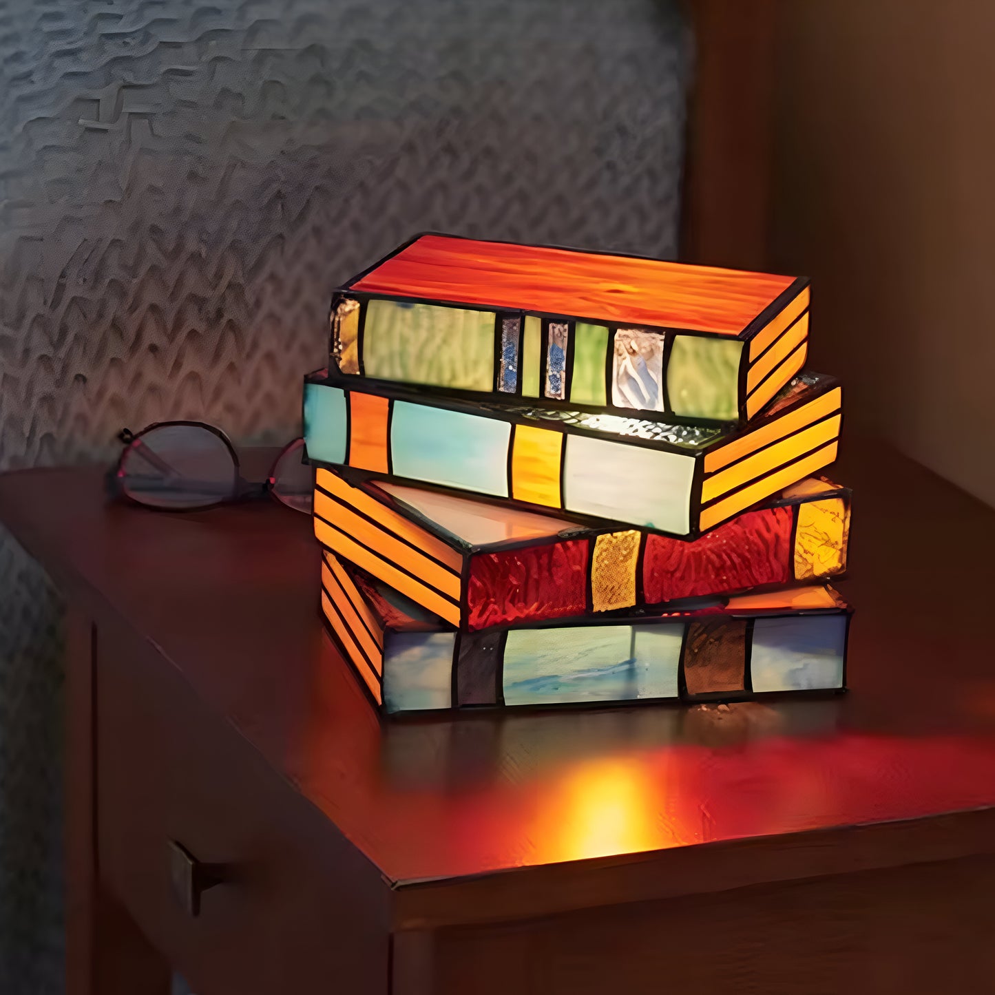 Stacked Books Resin Lamp with Warm Light