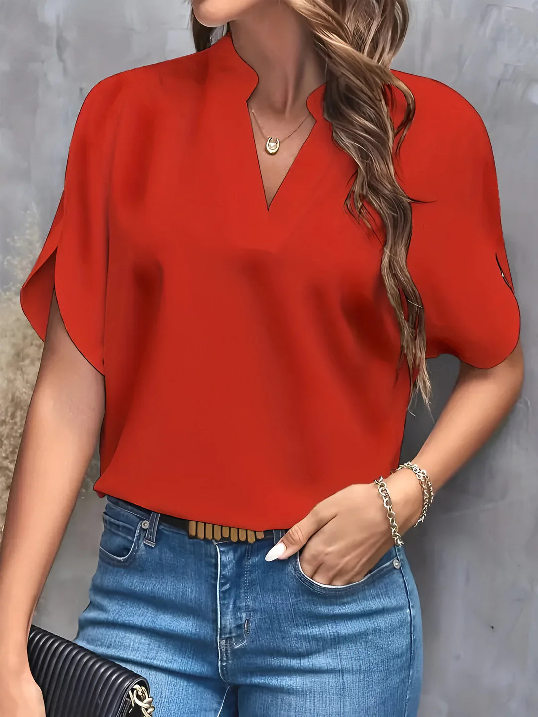 LIEKE - BLOUSE ÉLÉGANTE À COL CRANTÉ